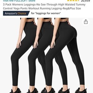 5 pair Black leggings. Tummy control. Soft XL